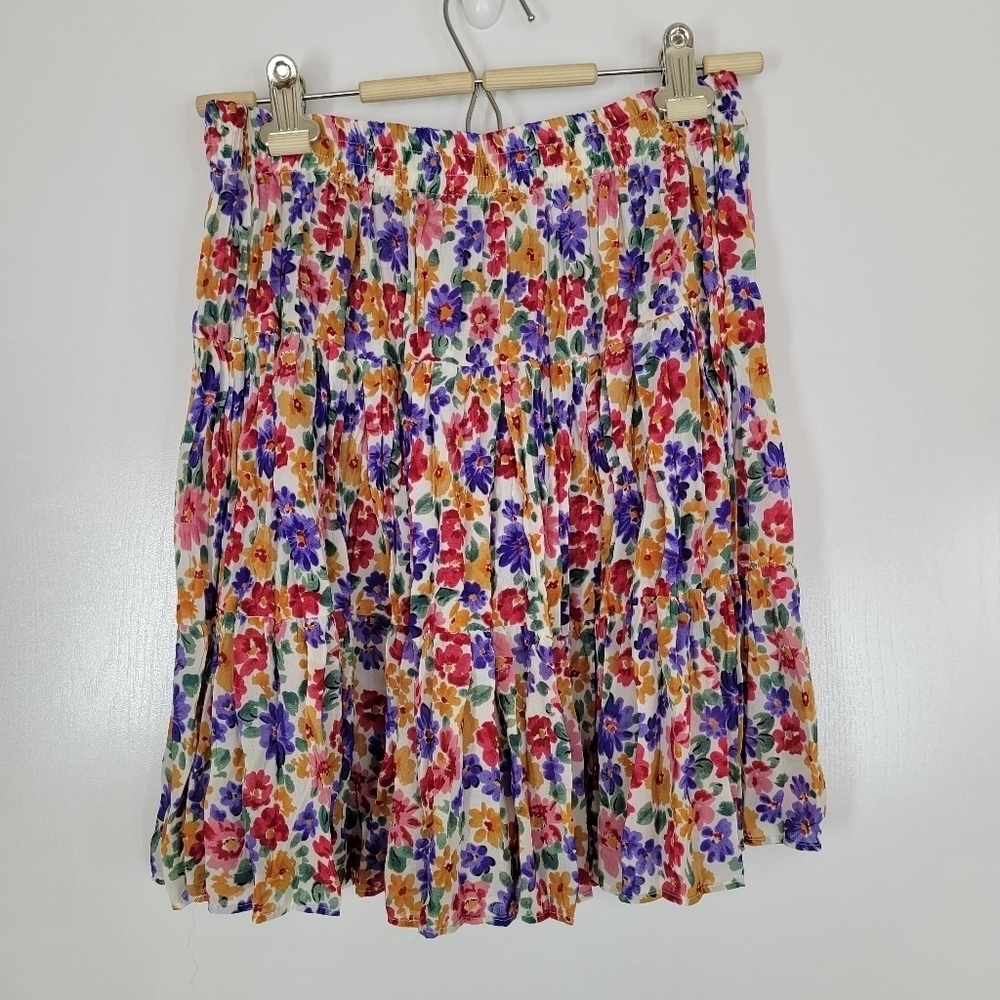 Campaign International Express Floral Mini Pleated Skirt Large Flirty Ditsy Y2K